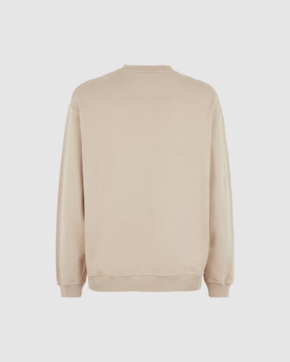 Vision Of Super LIGHT BROWN CREWNECK WITH EMBROIDERED FLAMING HEART