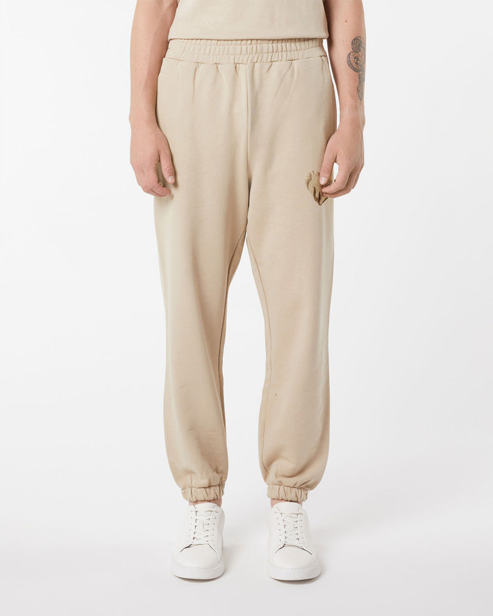 Vision Of Super LIGHT BROWN PANTS WITH EMBROIDERED FLAMING HEART