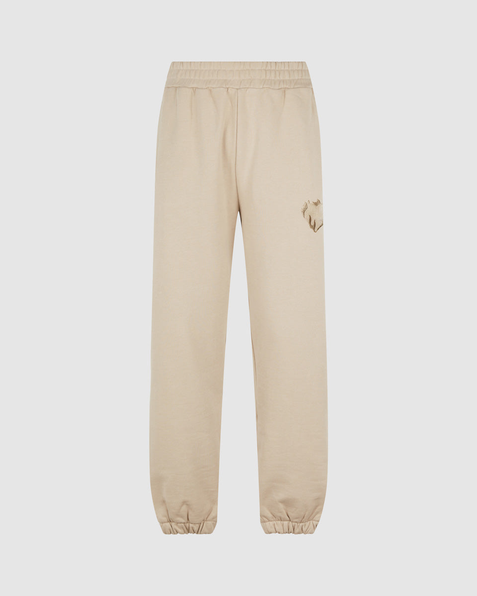 Vision Of Super LIGHT BROWN PANTS WITH EMBROIDERED FLAMING HEART