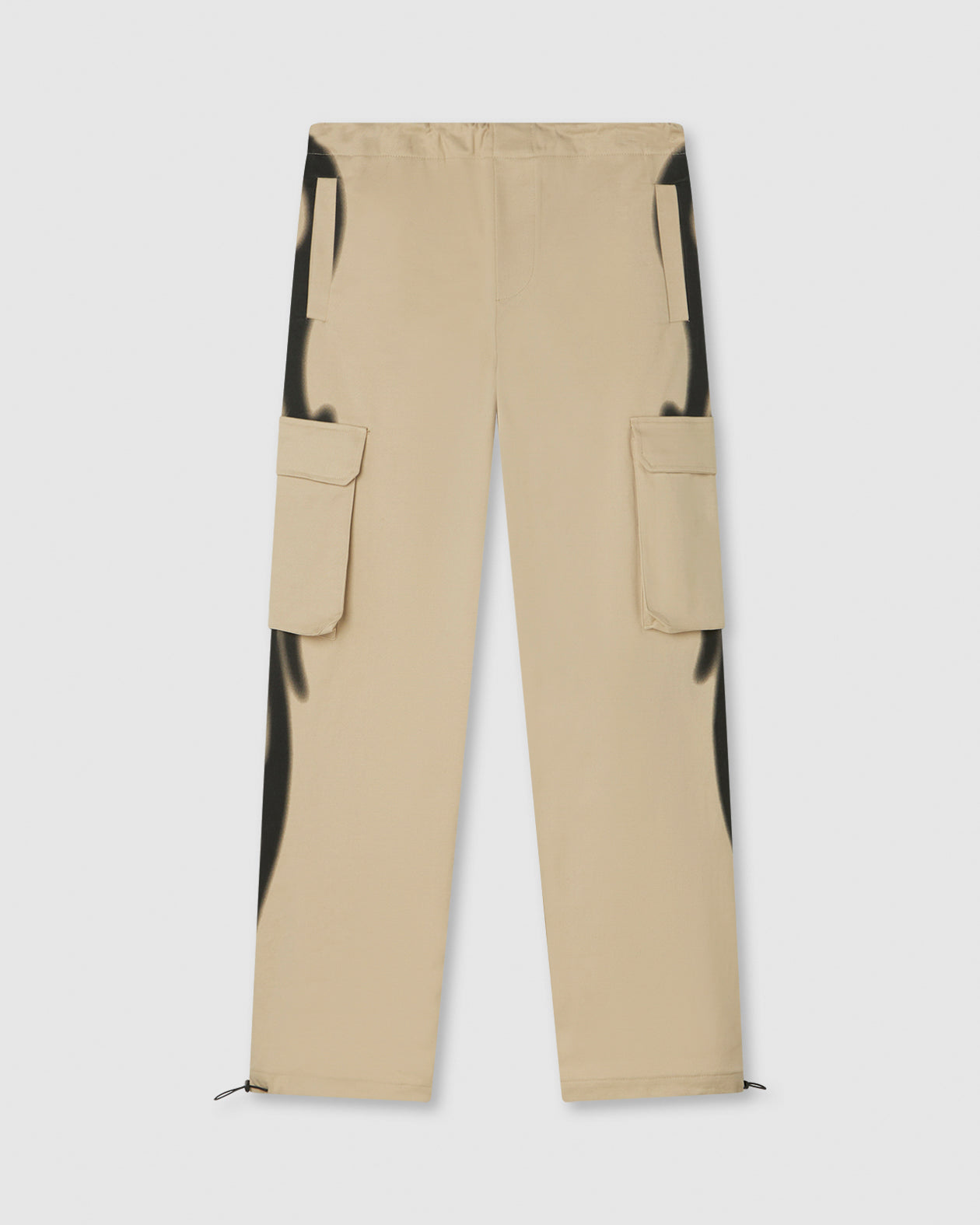 Vision Of Super LIGHT SAND CARGO PANTS WITH EMBROIDERED TRIBAL LOGO ON BACK AND PRINTED TRIBAL FLAMES ON SIDES
