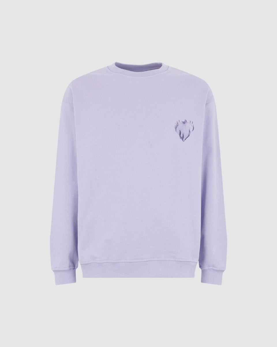 Vision Of Super LILAC CREWNECK WITH EMBROIDERED FLAMING HEART
