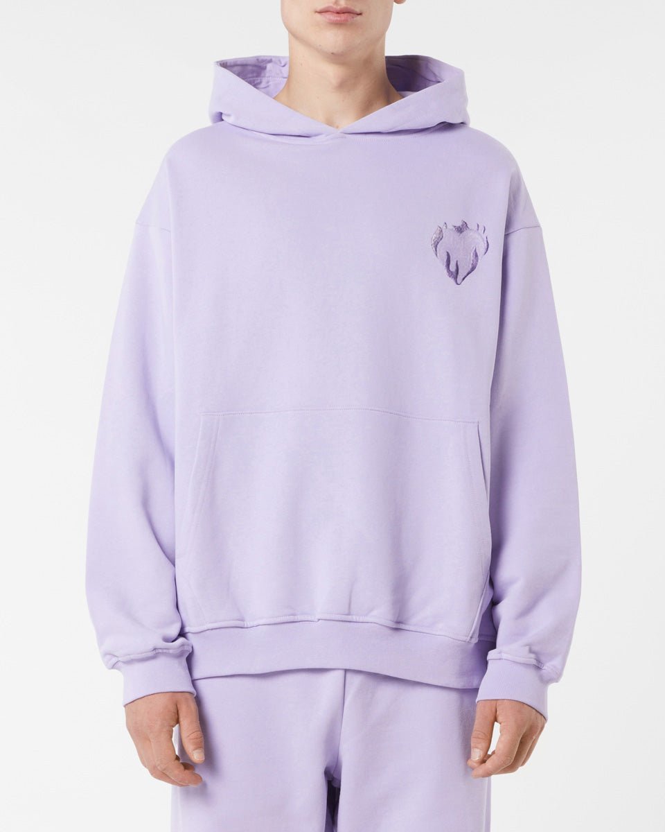 Vision Of Super LILAC HOODIE WITH EMBROIDERED FLAMING HEART