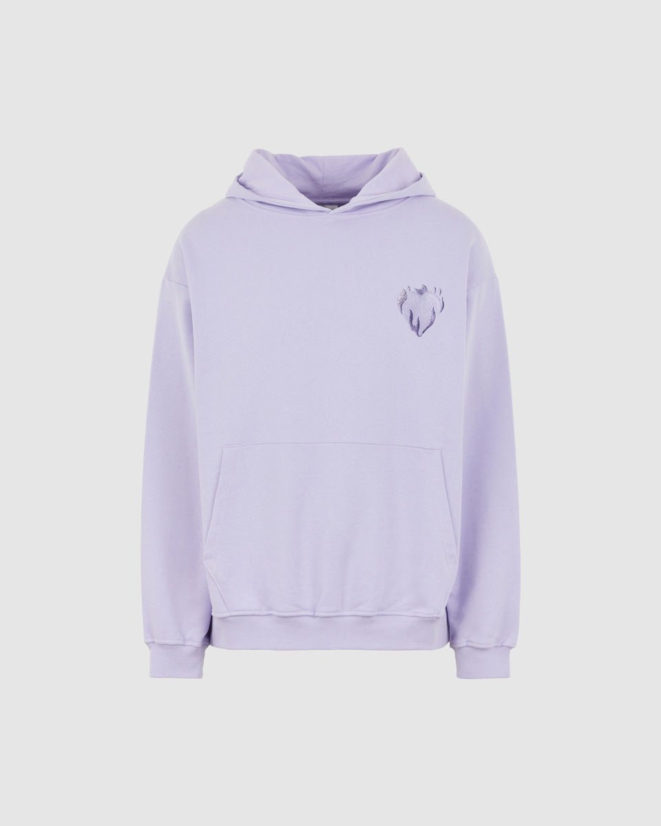 Vision Of Super LILAC HOODIE WITH EMBROIDERED FLAMING HEART