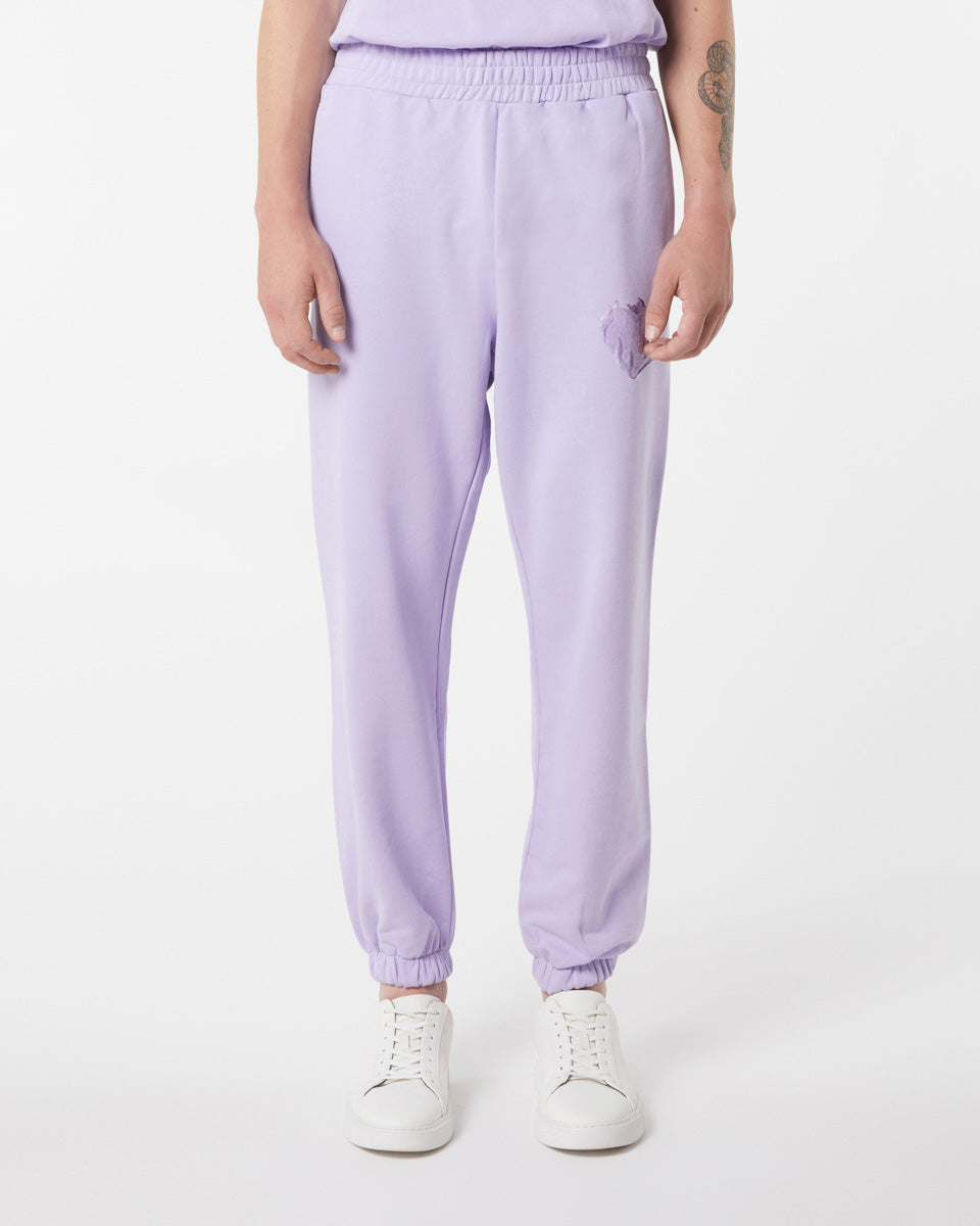 Vision Of Super LILAC PANTS WITH EMBROIDERED FLAMING HEART