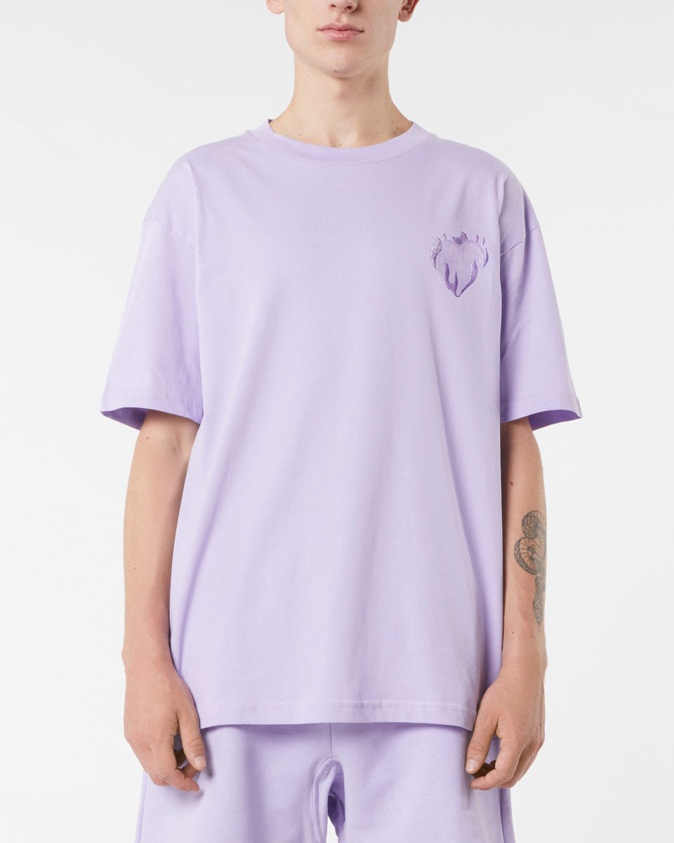 Vision Of Super LILAC T-SHIRT WITH EMBROIDERED FLAMING HEART
