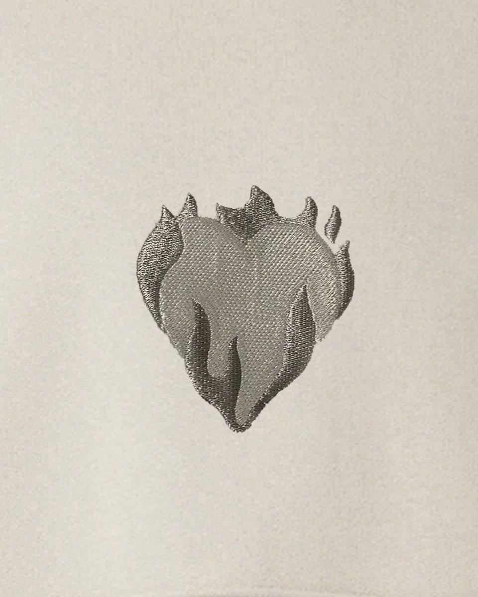 Vision Of Super LONDON FOG CREWNECK WITH EMBROIDERED FLAMING HEART
