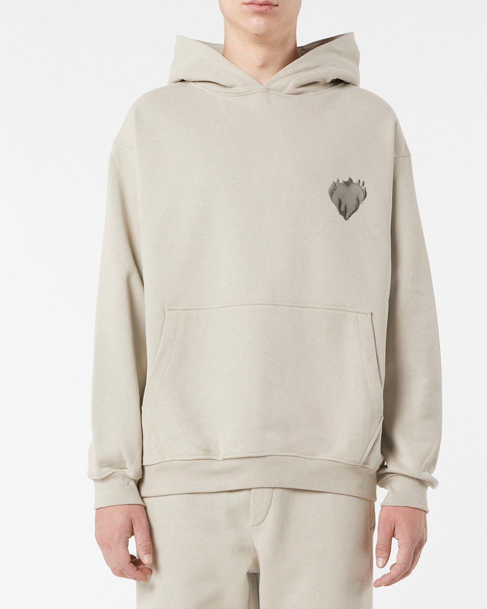 Vision Of Super LONDON FOG HOODIE WITH EMBROIDERED FLAMING HEART