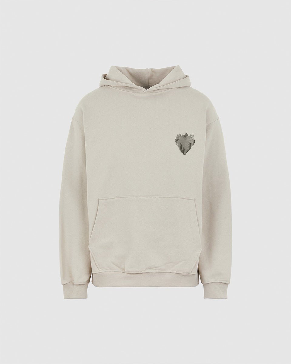 Vision Of Super LONDON FOG HOODIE WITH EMBROIDERED FLAMING HEART