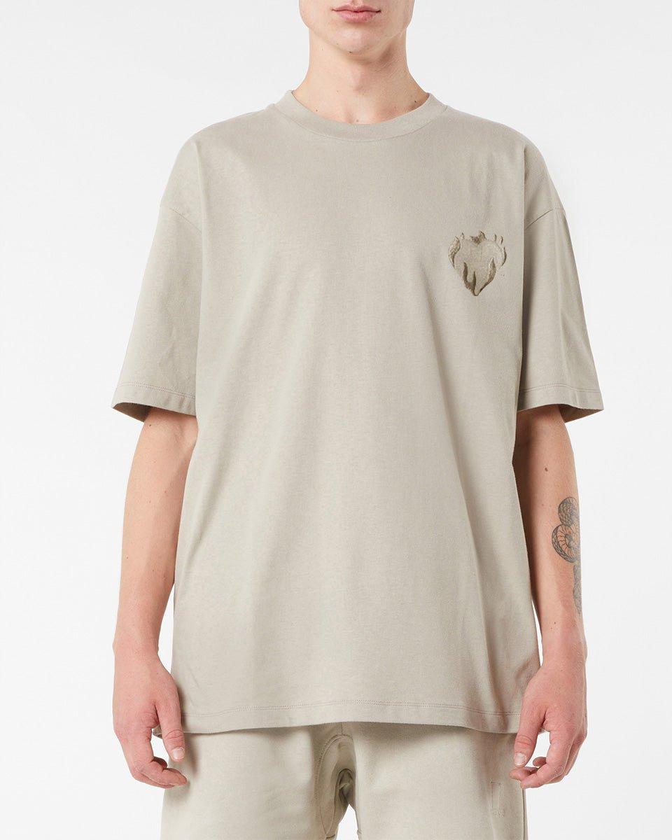 Vision Of Super LONDON FOG T-SHIRT WITH EMBROIDERED FLAMING HEART
