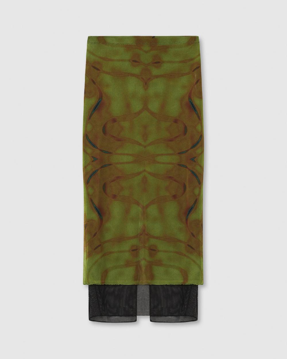 Vision Of Super MIDI SKIRT WITH YELLOW TRIBAL GRAPHIC