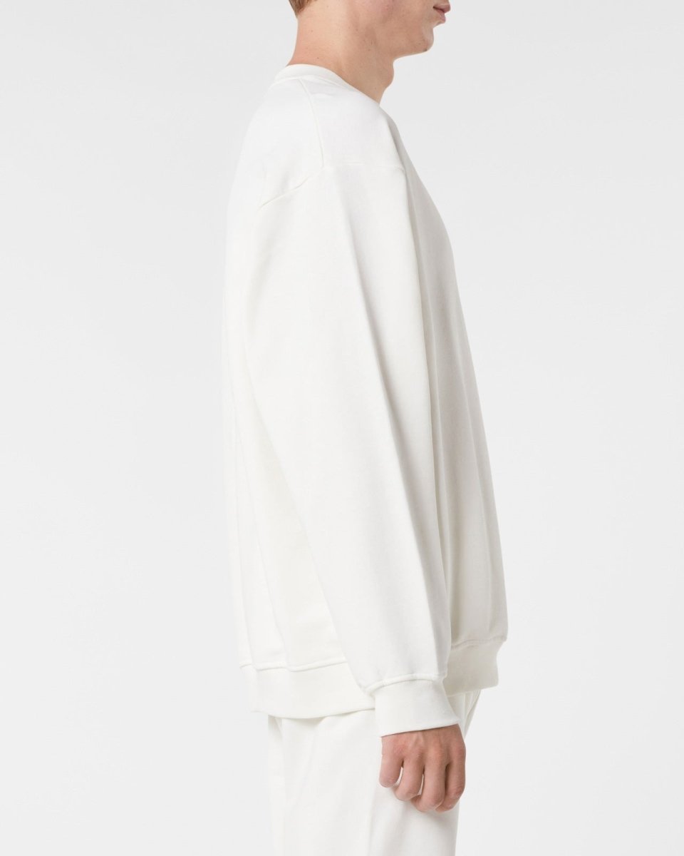 Vision Of Super OFF WHITE CREWNECK WITH EMBROIDERED FLAMING HEART