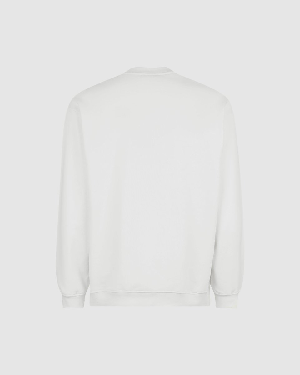 Vision Of Super OFF WHITE CREWNECK WITH EMBROIDERED FLAMING HEART
