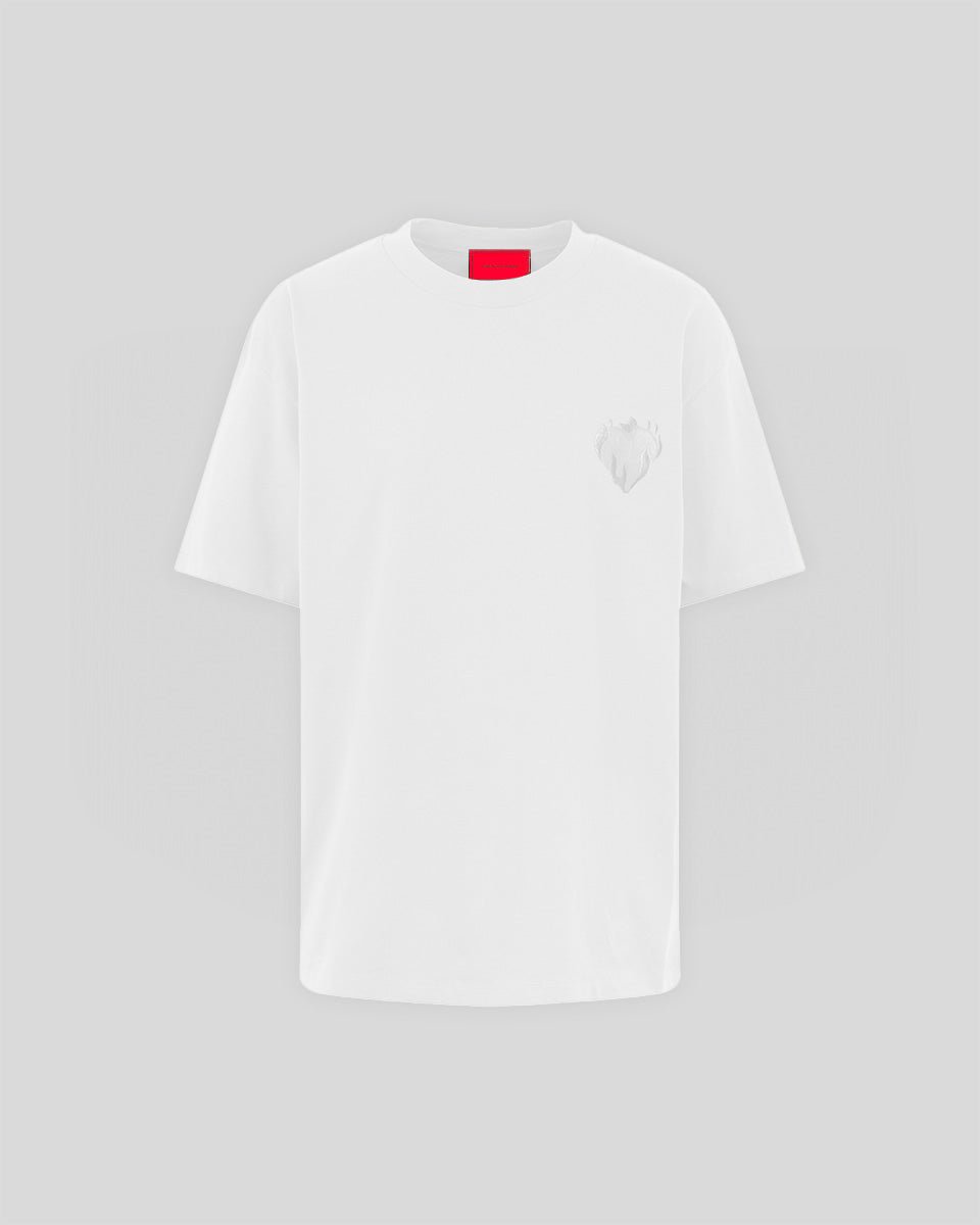 Vision Of Super OFF WHITE T-SHIRT WITH EMBROIDERED FLAMING HEART