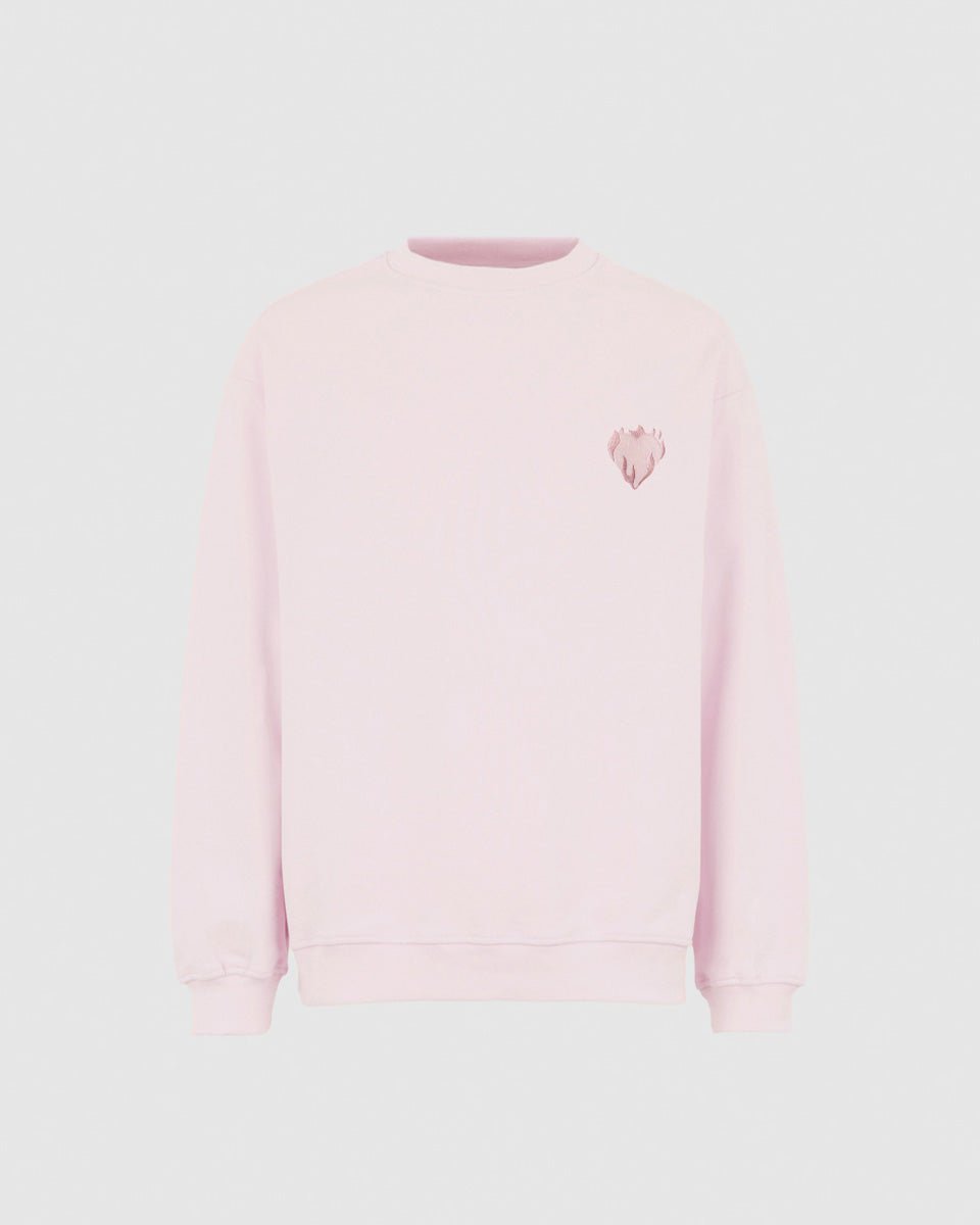 Vision Of Super PINK CREWNECK WITH EMBROIDERED FLAMING HEART