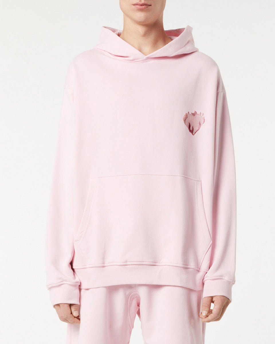 Vision Of Super PINK HOODIE WITH EMBROIDERED FLAMING HEART