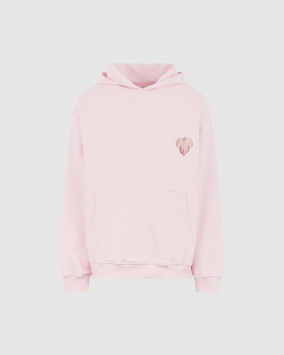 Vision Of Super PINK HOODIE WITH EMBROIDERED FLAMING HEART