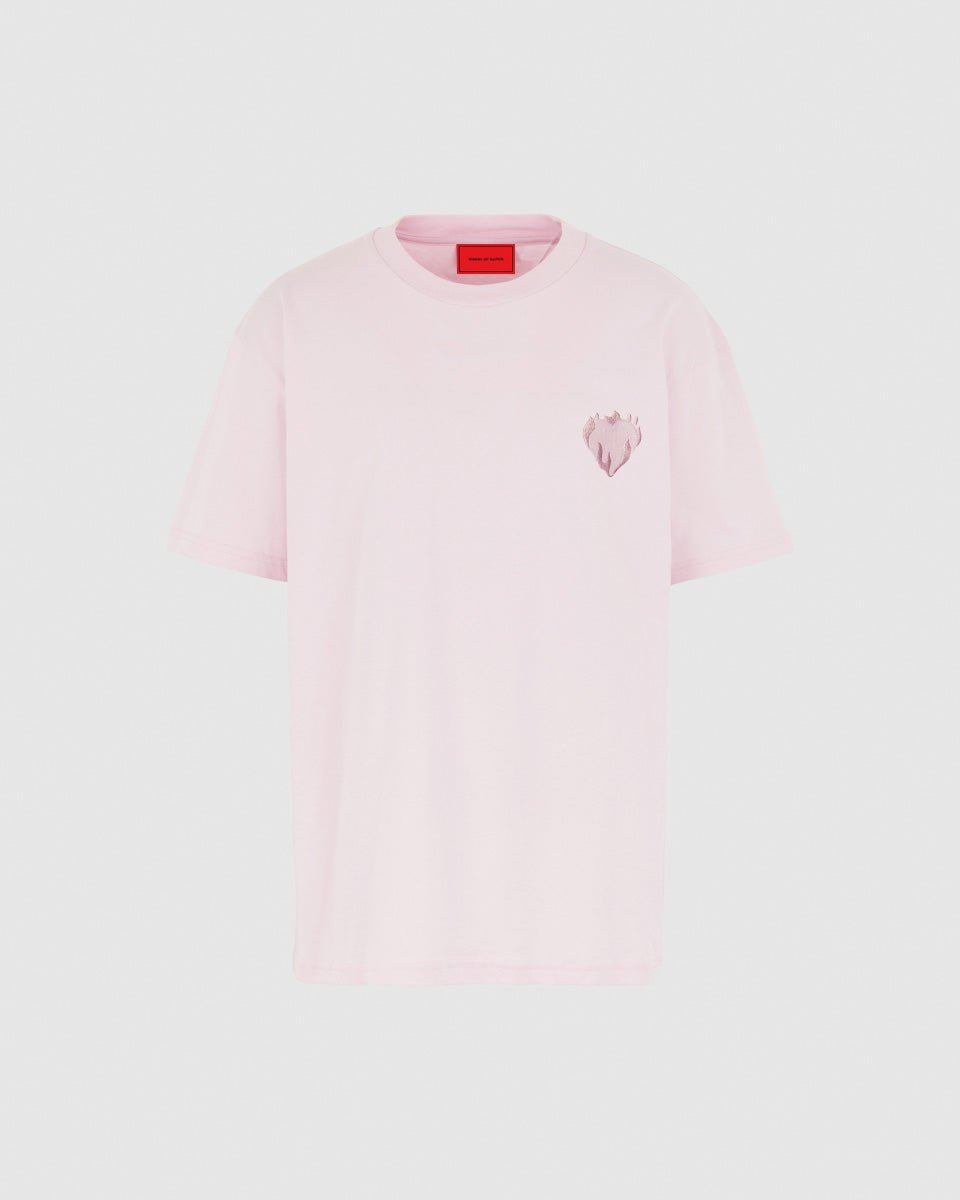 Vision Of Super PINK T-SHIRT WITH EMBROIDERED FLAMING HEART
