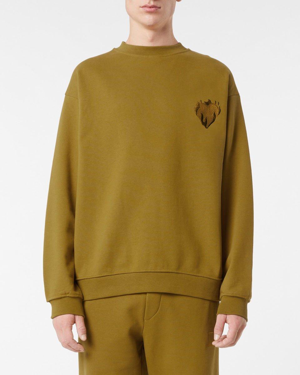 Vision Of Super PLANTATION CREWNECK WITH EMBROIDERED FLAMING HEART