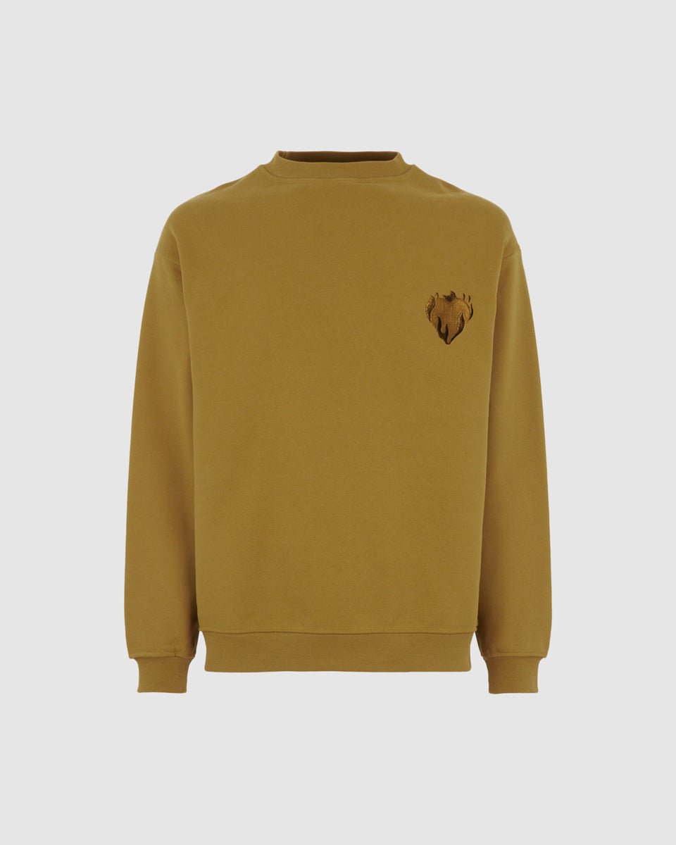 Vision Of Super PLANTATION CREWNECK WITH EMBROIDERED FLAMING HEART