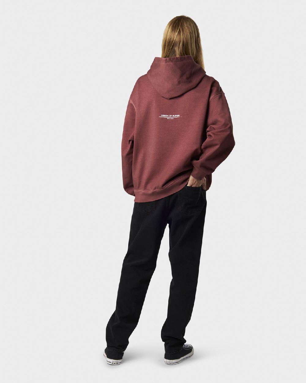 Vision Of Super RUST HOODIE WITH EMBROIDERED RED FLAME AND PRINTED LOGO