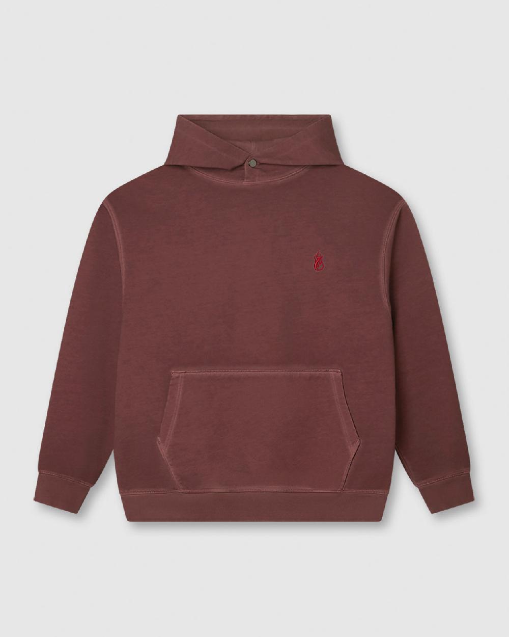 Vision Of Super RUST HOODIE WITH EMBROIDERED RED FLAME AND PRINTED LOGO