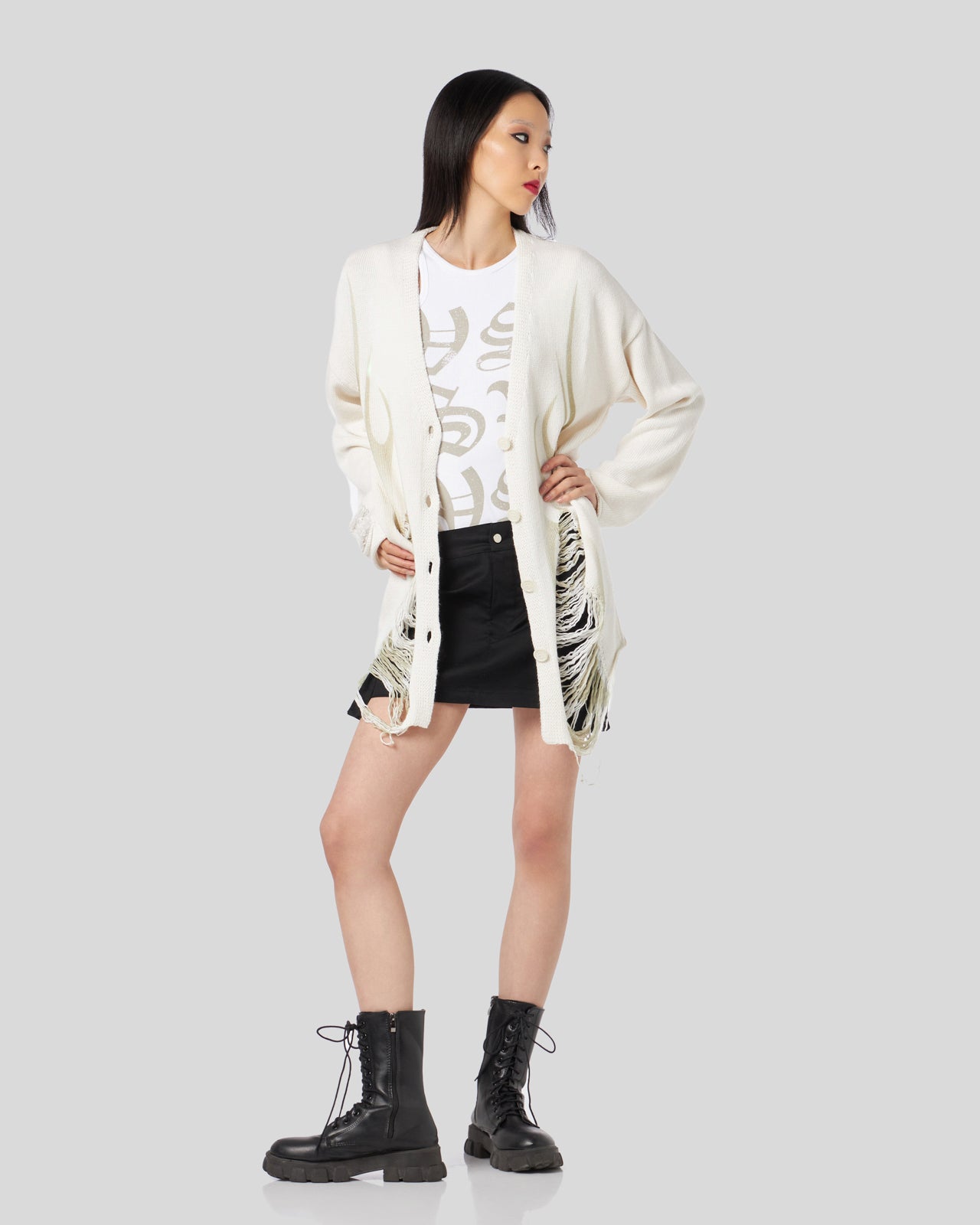 Vision Of Super SAND CARDIGAN WITH PRINTED TRIBAL FLAMES