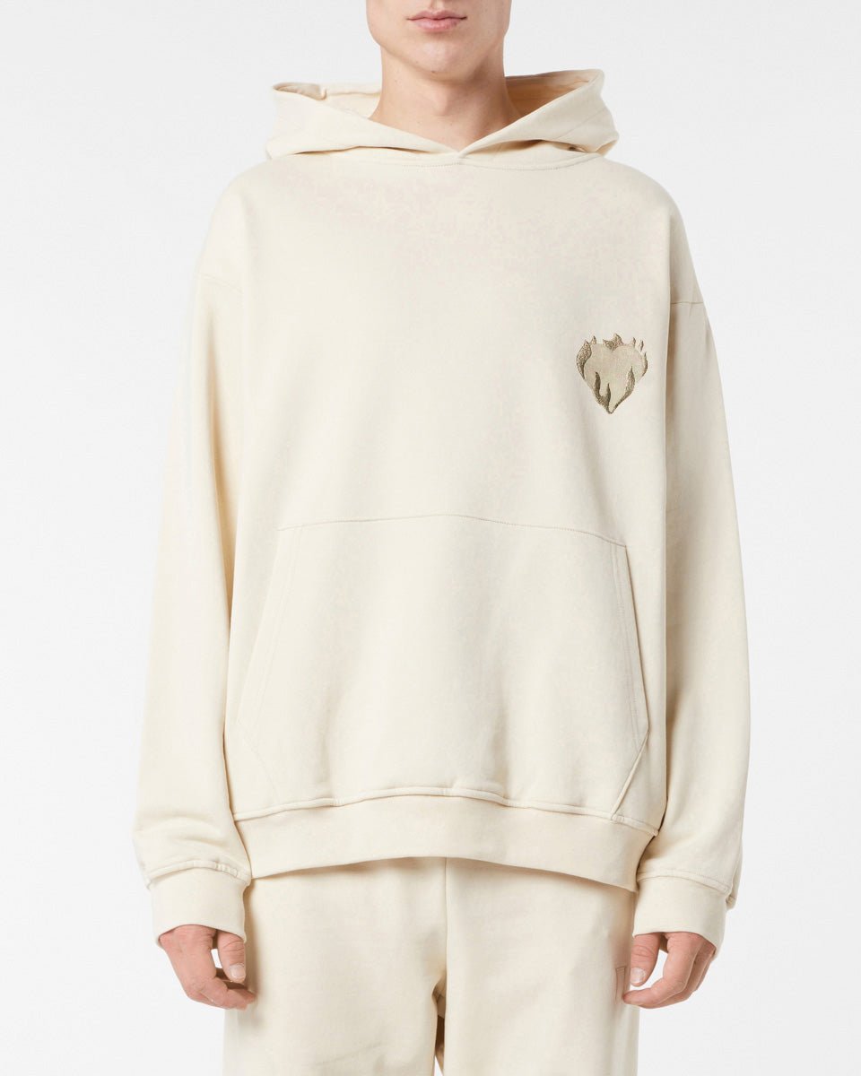 Vision Of Super SAND HOODIE WITH EMBROIDERED FLAMING HEART