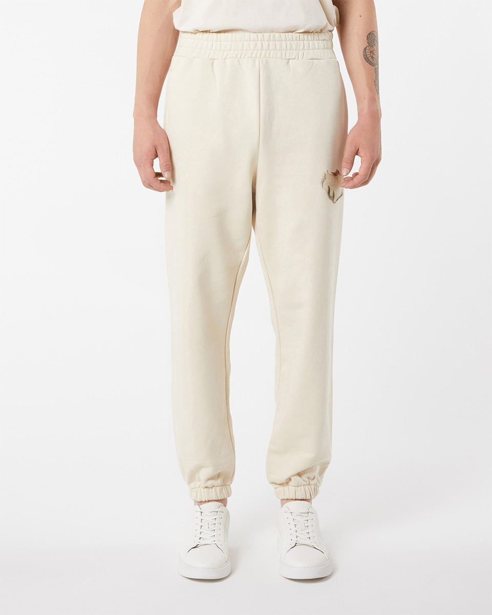 Vision Of Super SAND PANTS WHIT EMBROIDERED FLAMING HEART