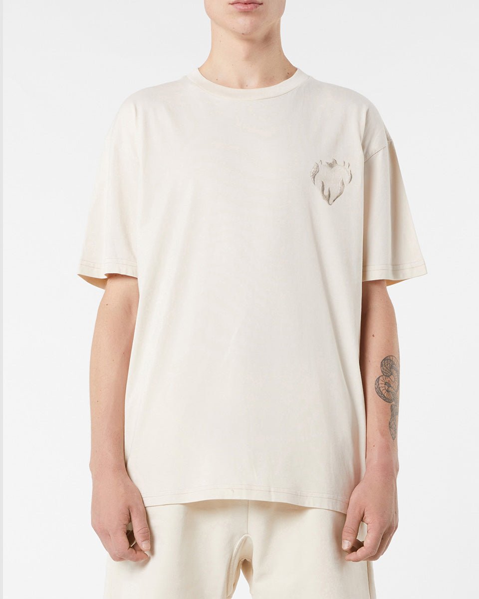 Vision Of Super SAND T-SHIRT WITH EMBROIDERED FLAMING HEART