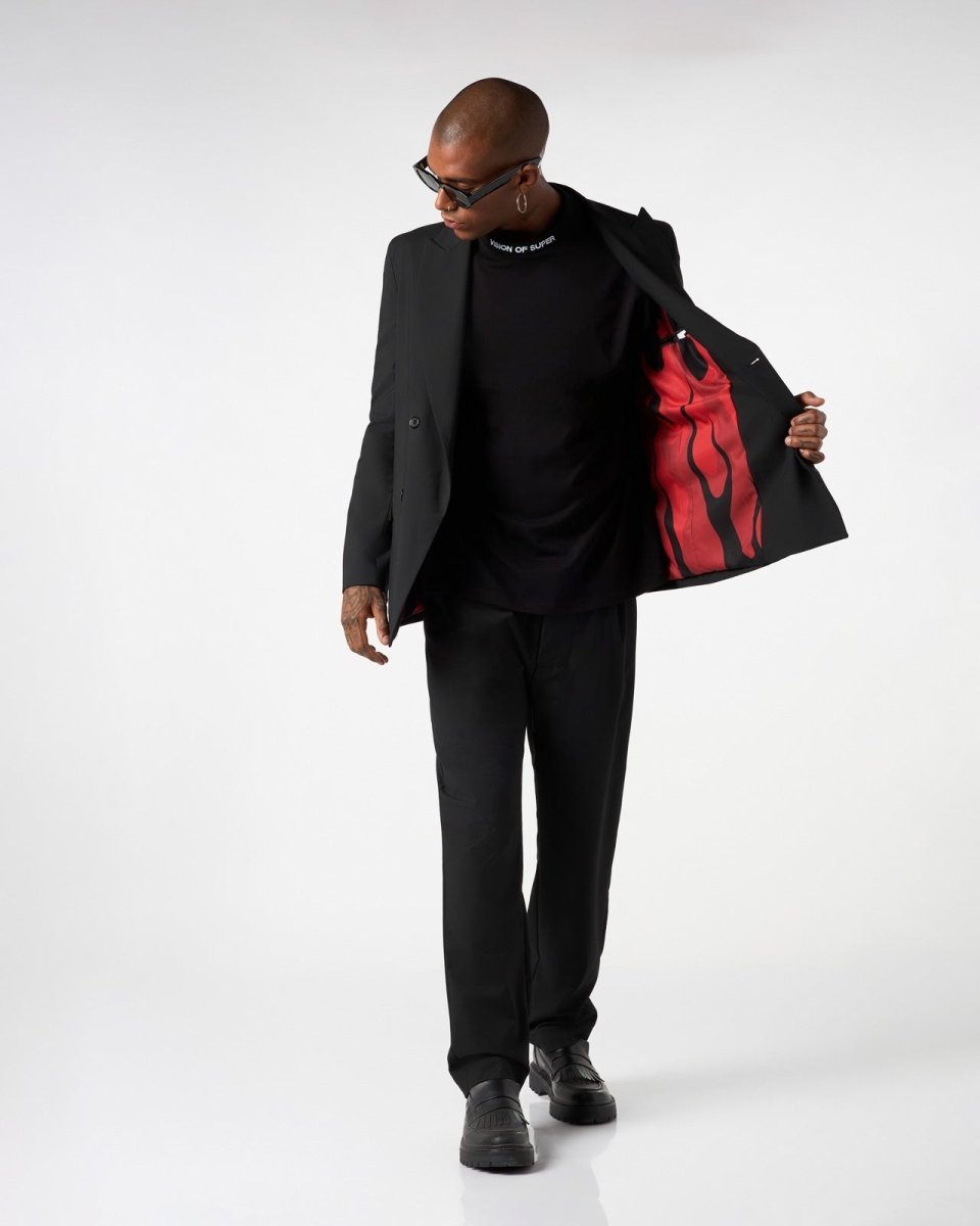Vision Of Super BLACK BLAZER WITH INTERNAL FLAMES