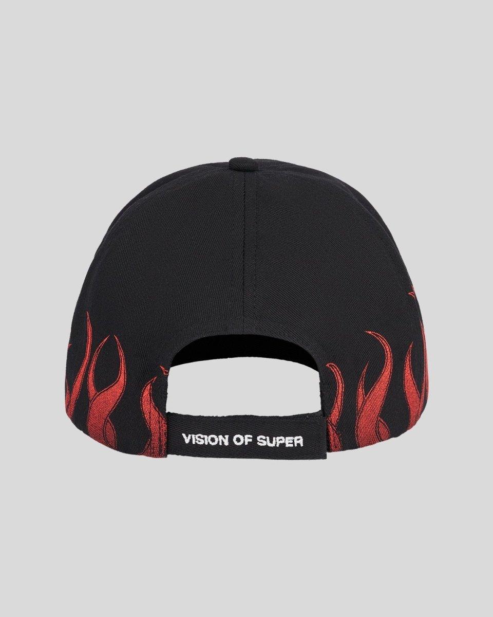 Vision Of Super BLACK CAP WITH RED FLAMES