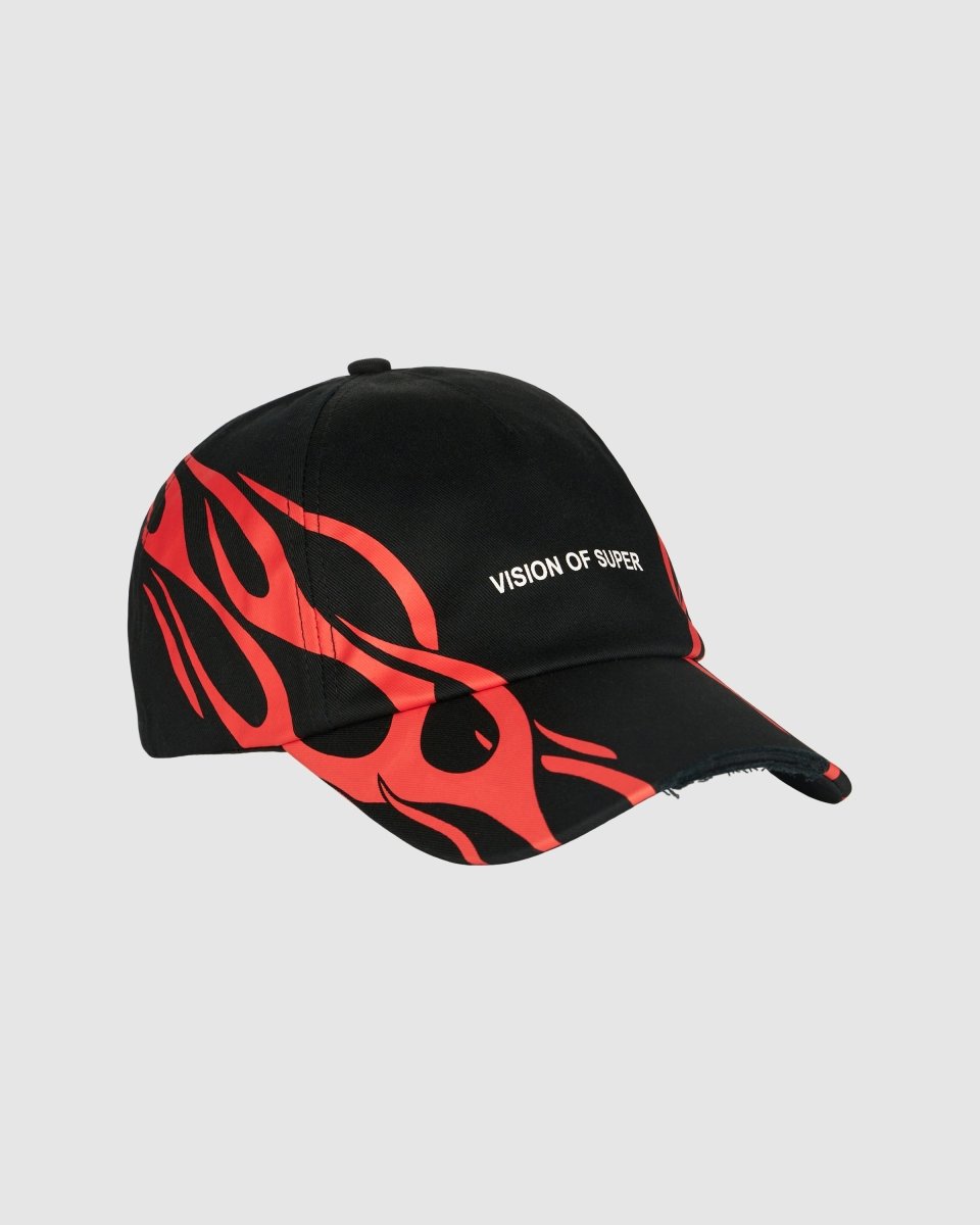 Vision Of Super BLACK CAP WITH RED TRIBAL PRINT