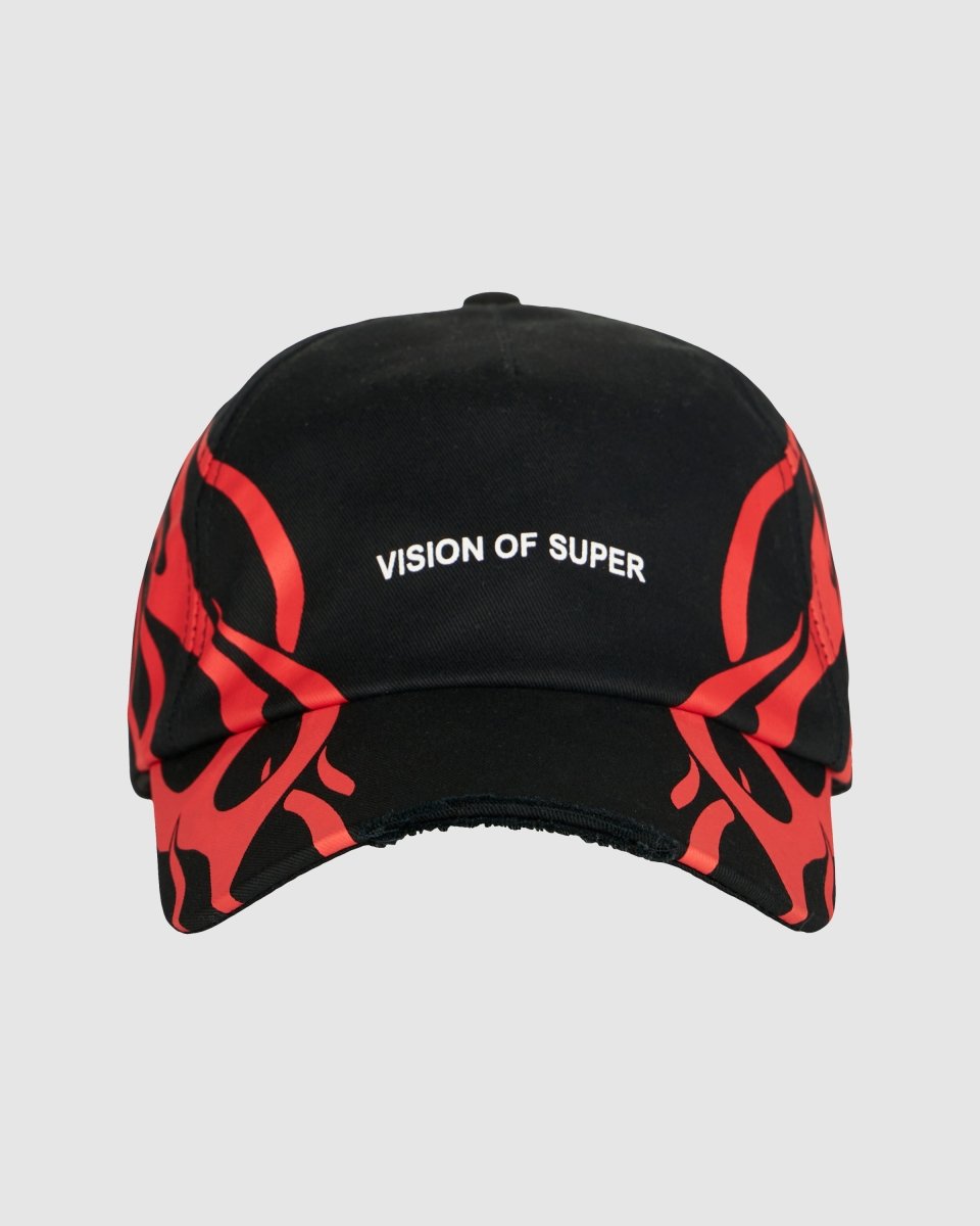 Vision Of Super BLACK CAP WITH RED TRIBAL PRINT