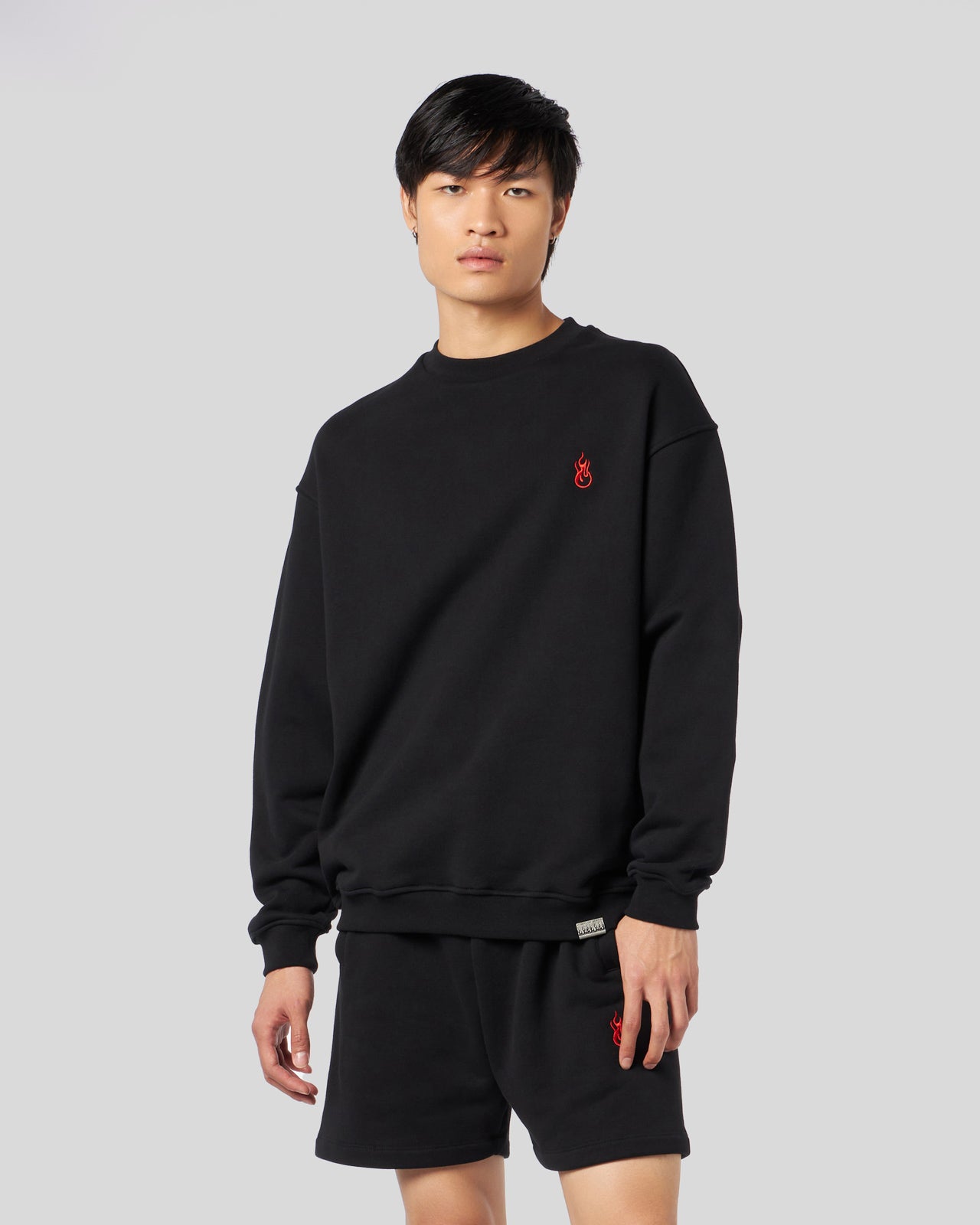 Vision Of Super BLACK CREWNECK WITH FLAMES LOGO