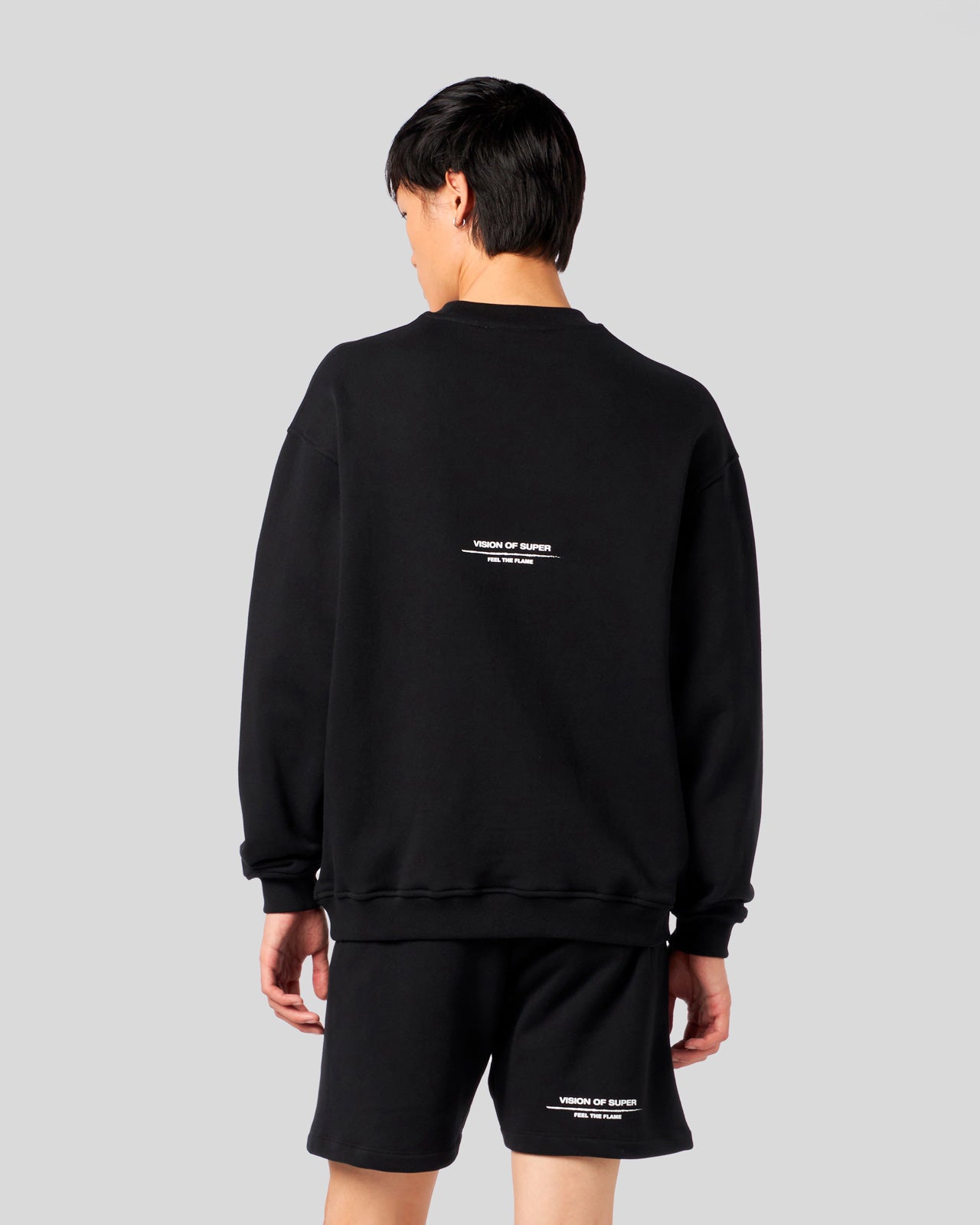 Vision Of Super BLACK CREWNECK WITH FLAMES LOGO