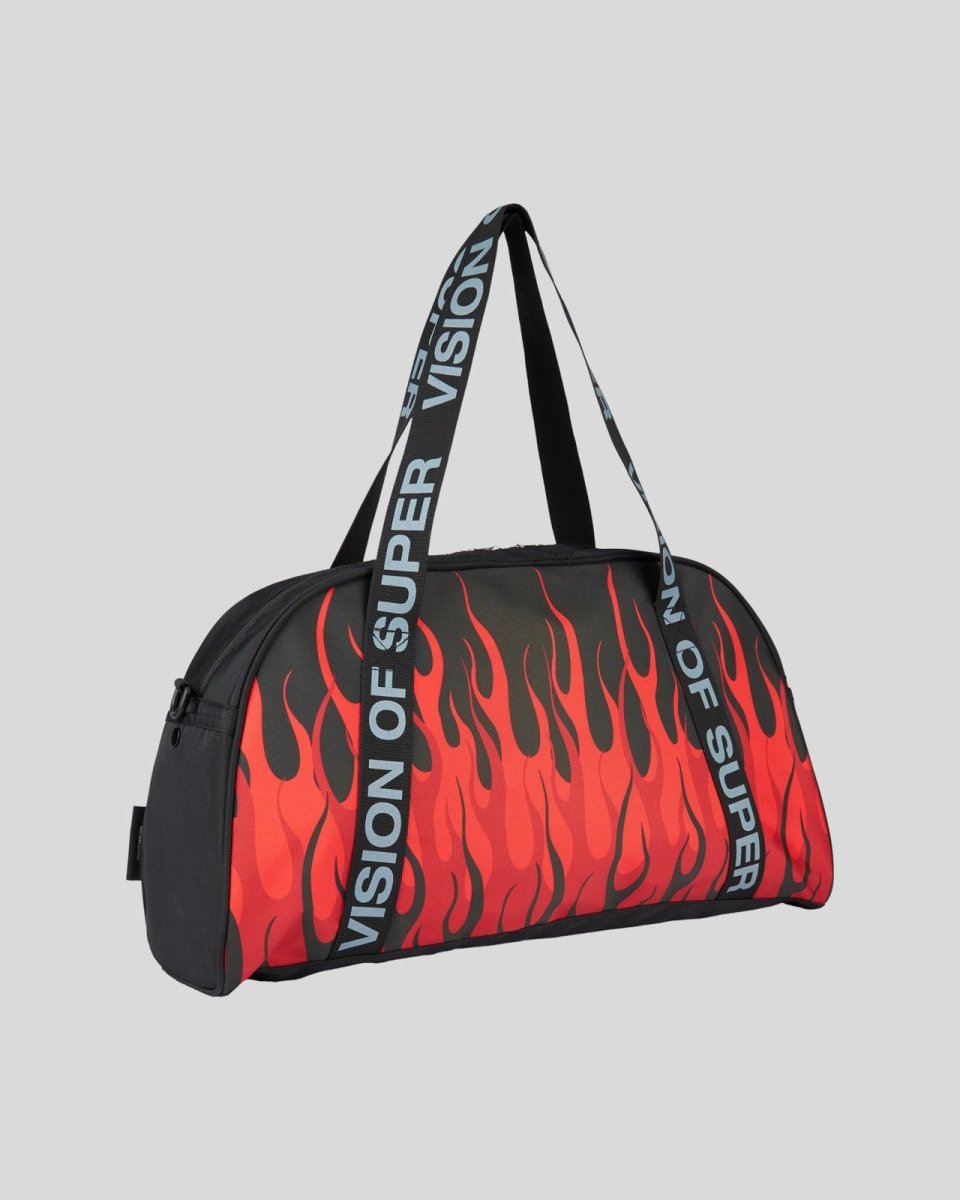 Vision Of Super BLACK GYM BAG WITH TRIPLE FLAMES