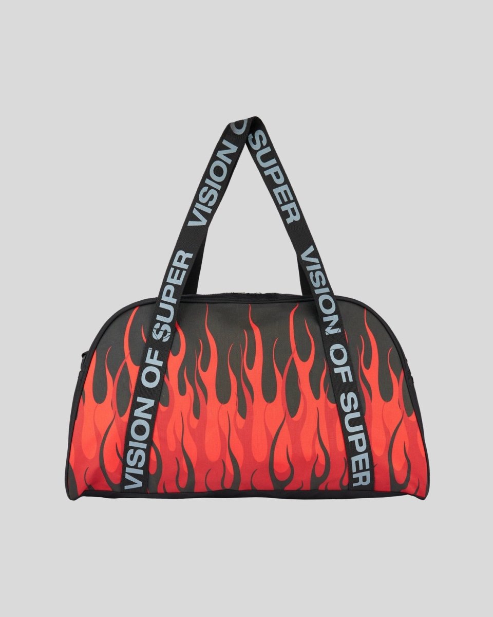 Vision Of Super BLACK GYM BAG WITH TRIPLE FLAMES