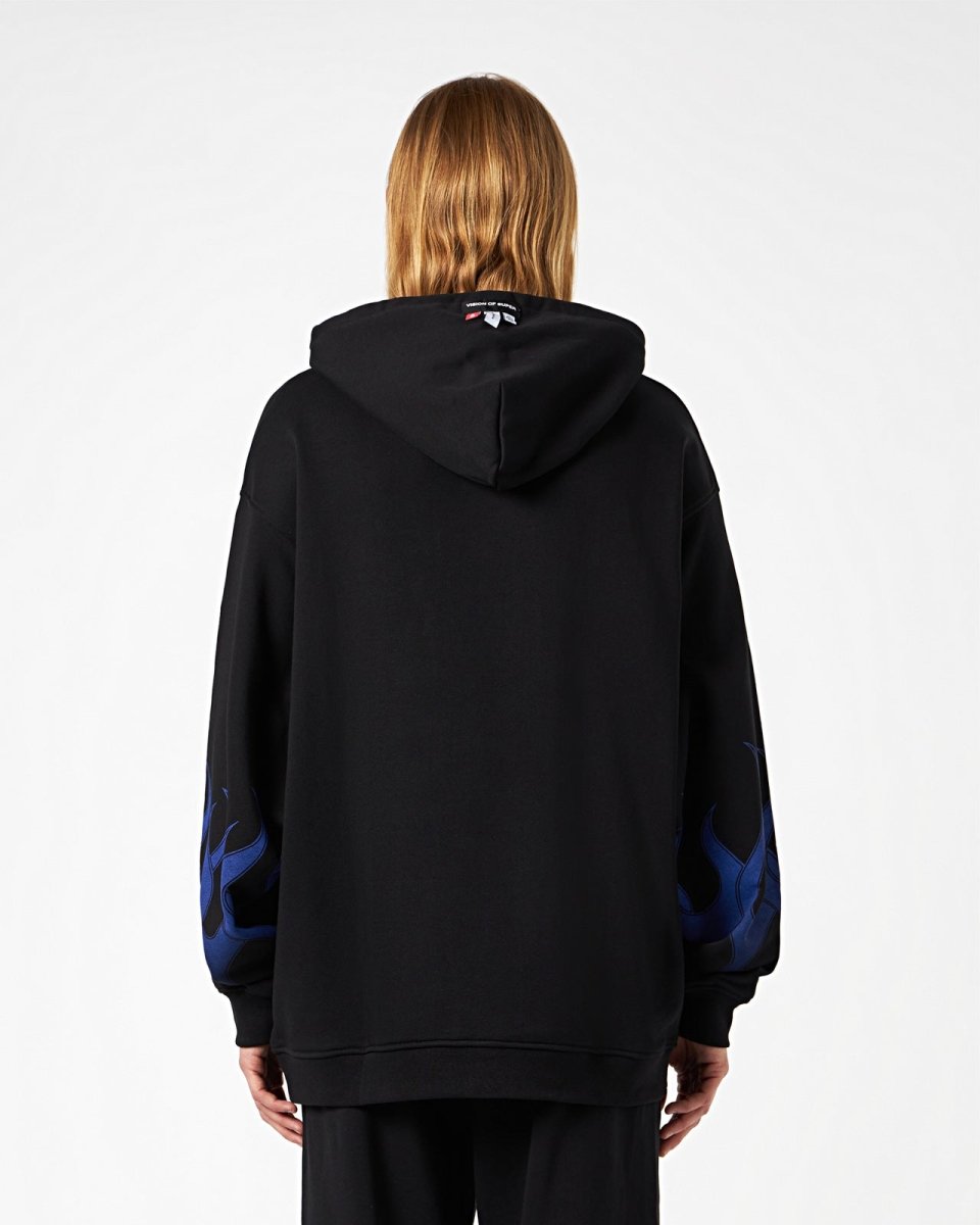 Vision Of Super BLACK HOODIE WITH BLUE FLAMES