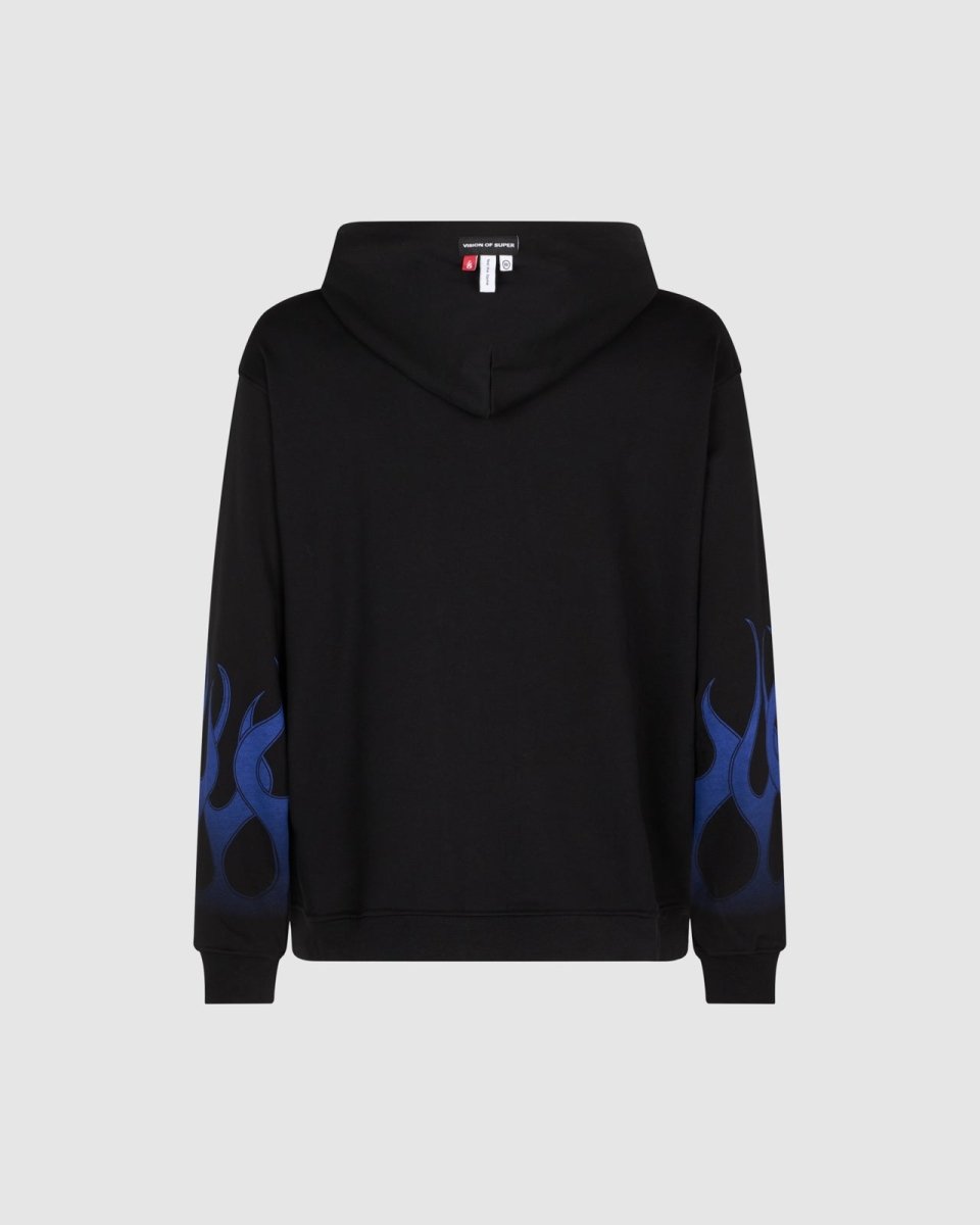 Vision Of Super BLACK HOODIE WITH BLUE FLAMES
