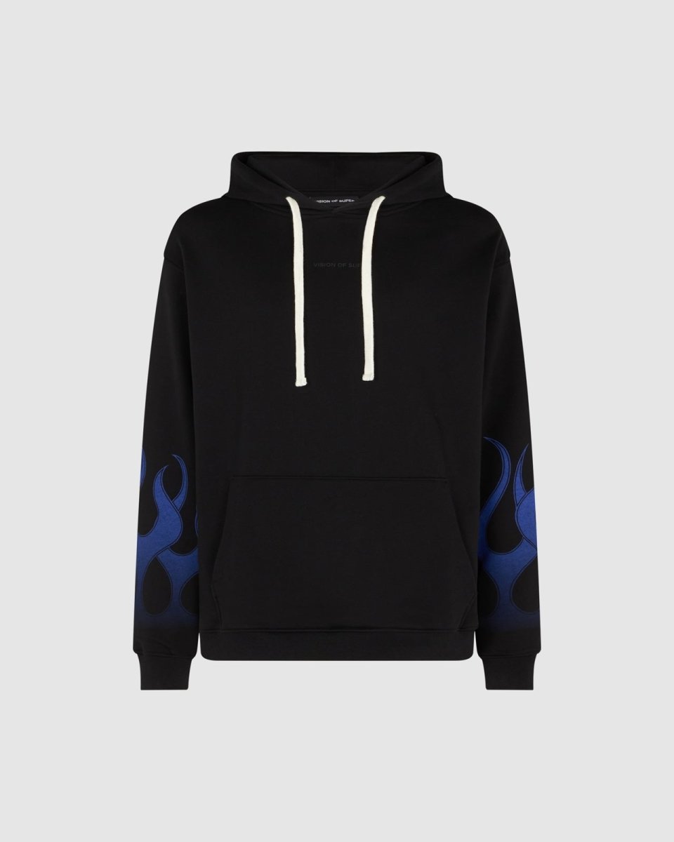 Vision Of Super BLACK HOODIE WITH BLUE FLAMES