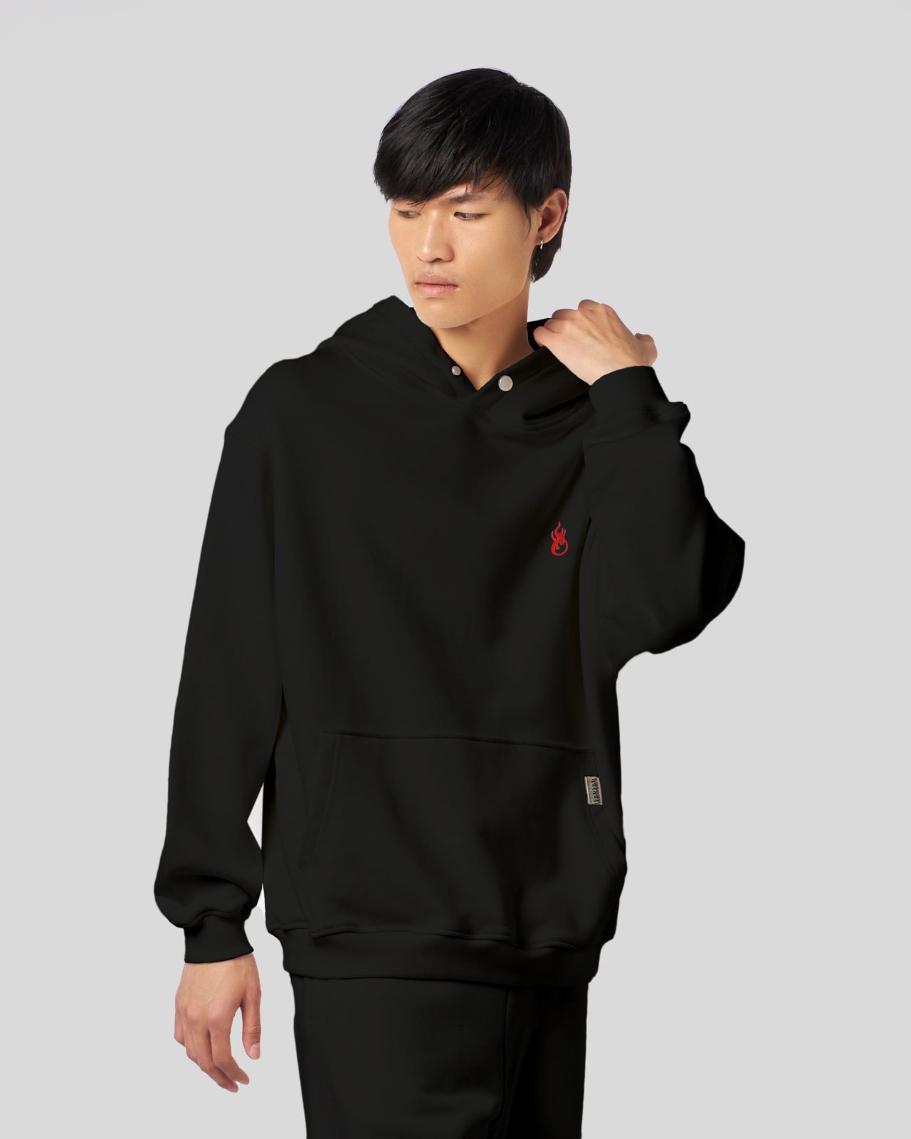 Vision Of Super BLACK HOODIE WITH FLAMES LOGO