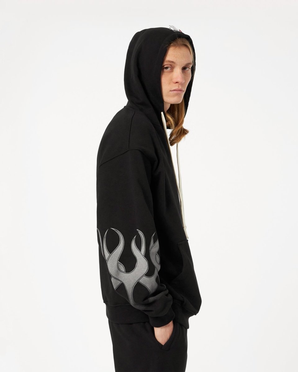 Vision Of Super BLACK HOODIE WITH GREY FLAMES