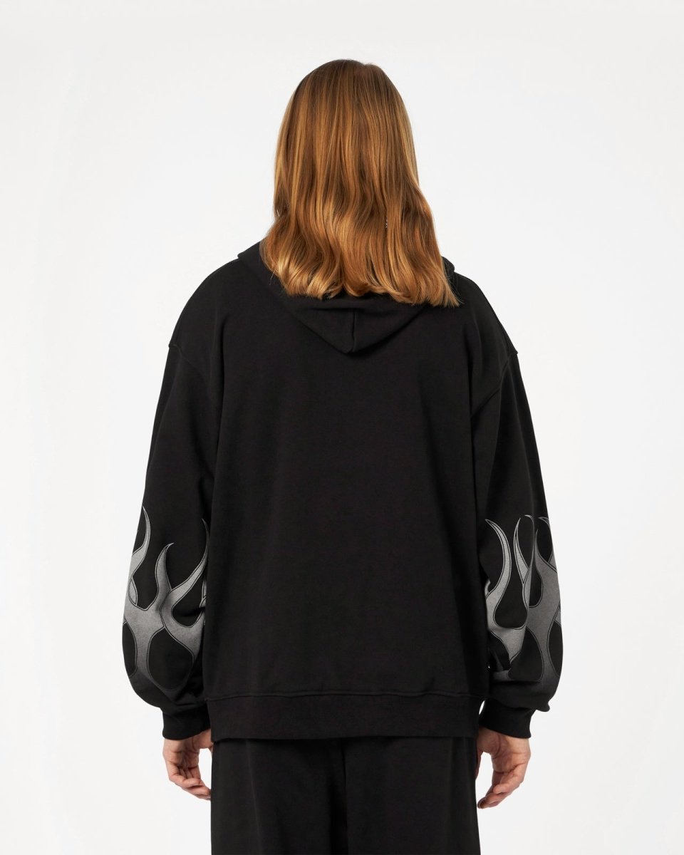 Vision Of Super BLACK HOODIE WITH GREY FLAMES