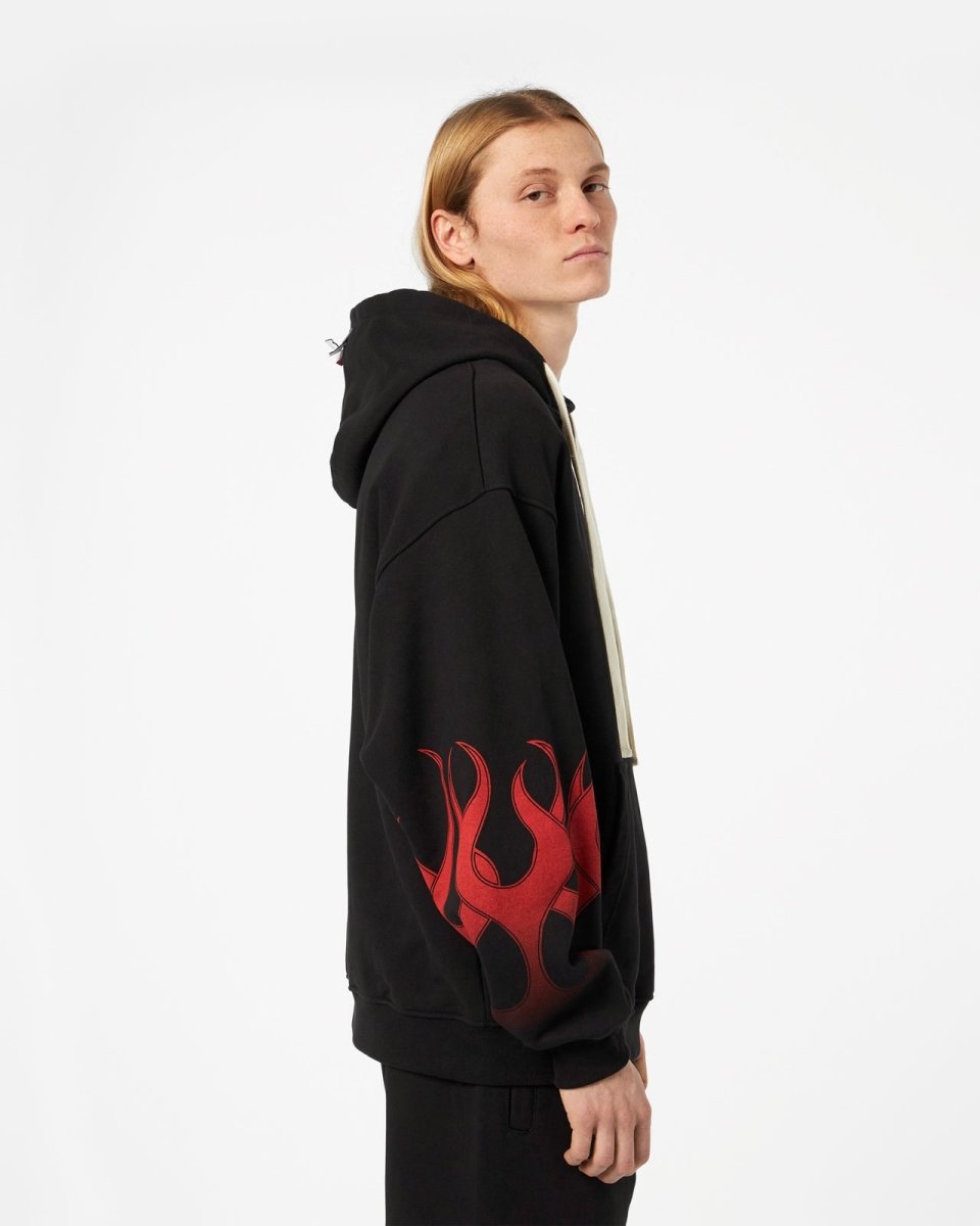 Vision Of Super BLACK HOODIE WITH RED FLAMES
