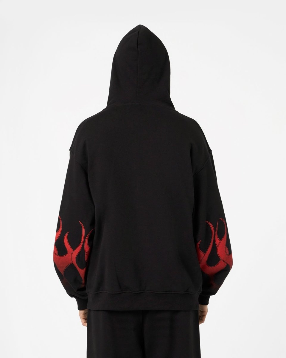Vision Of Super BLACK HOODIE WITH RED FLAMES
