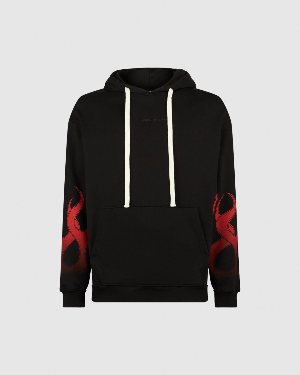 Vision Of Super BLACK HOODIE WITH RED FLAMES