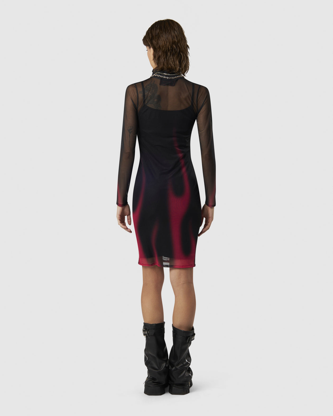 Vision Of Super BLACK MIDI DRESS WITH PINK FLAMES