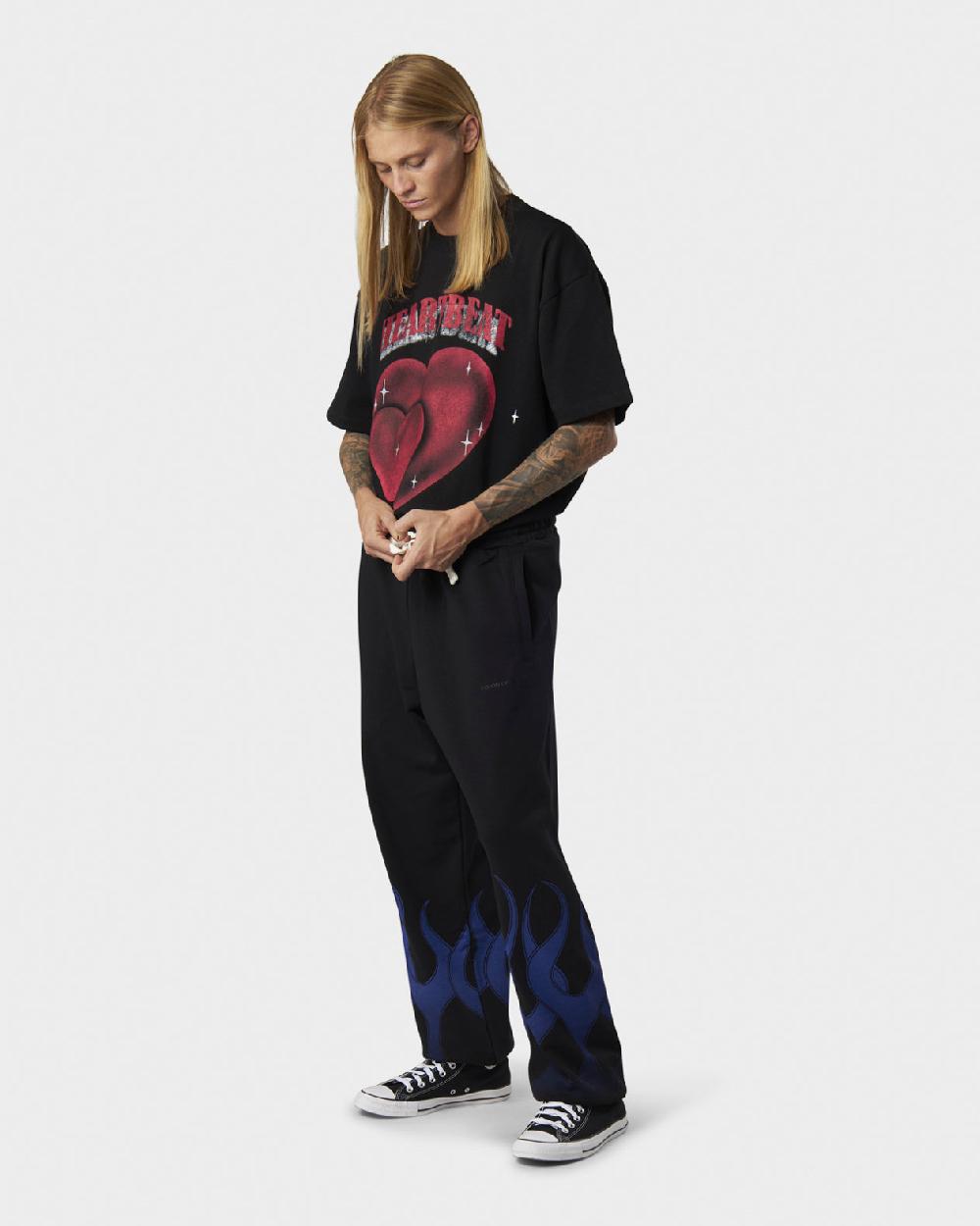 Vision Of Super BLACK PANTS WITH BLUE FLAMES