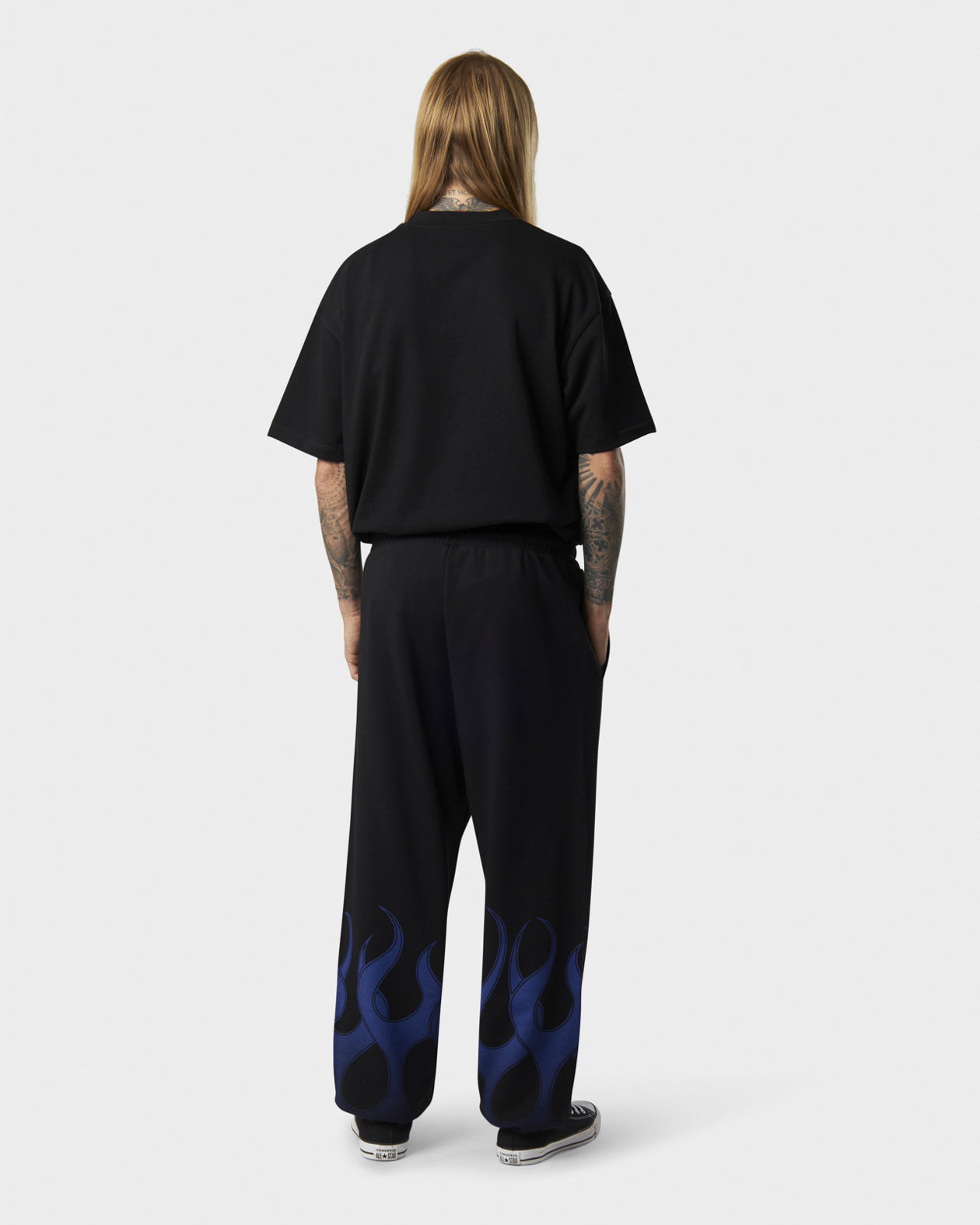 Vision Of Super BLACK PANTS WITH BLUE FLAMES
