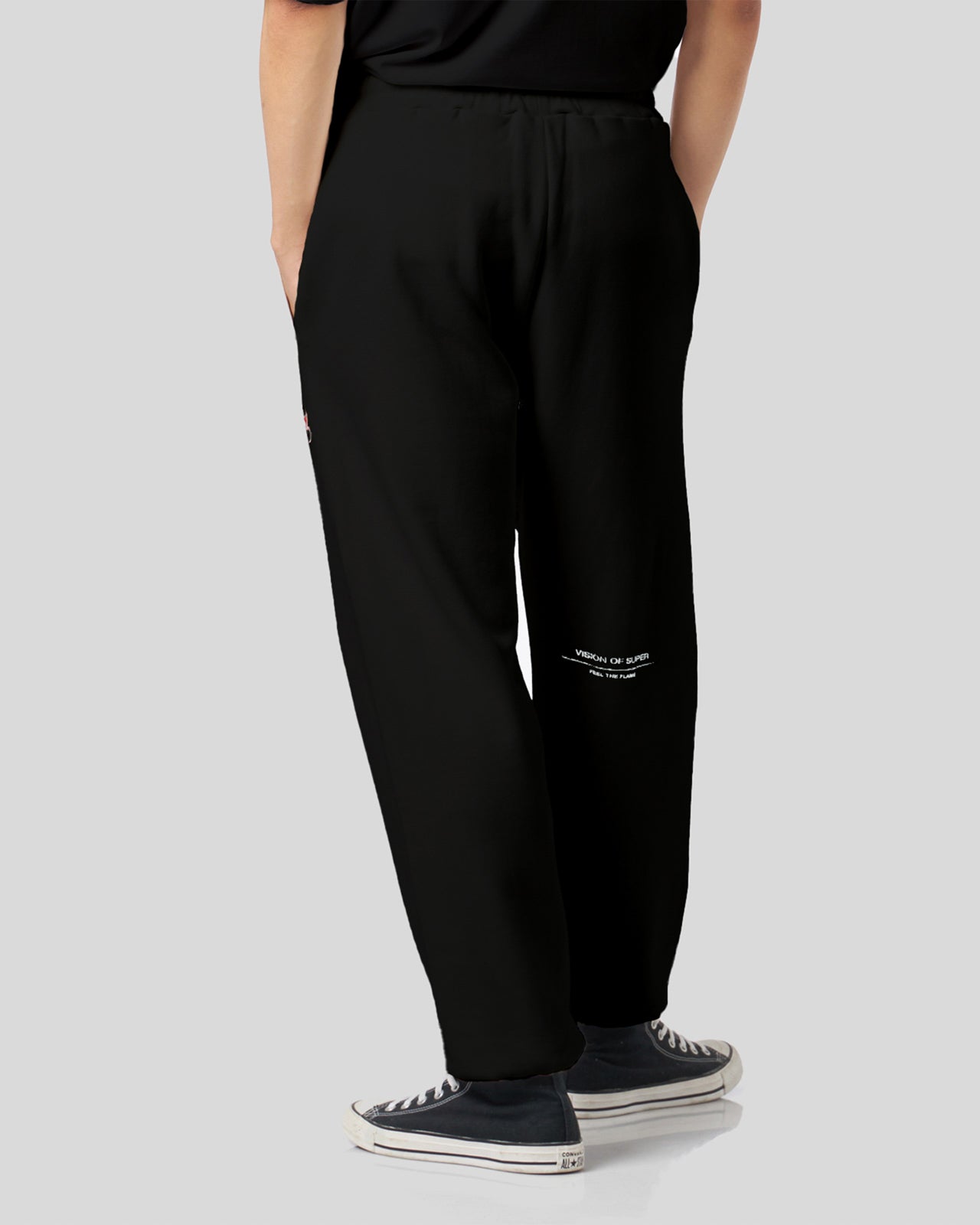 Vision Of Super BLACK PANTS WITH FLAMES LOGO